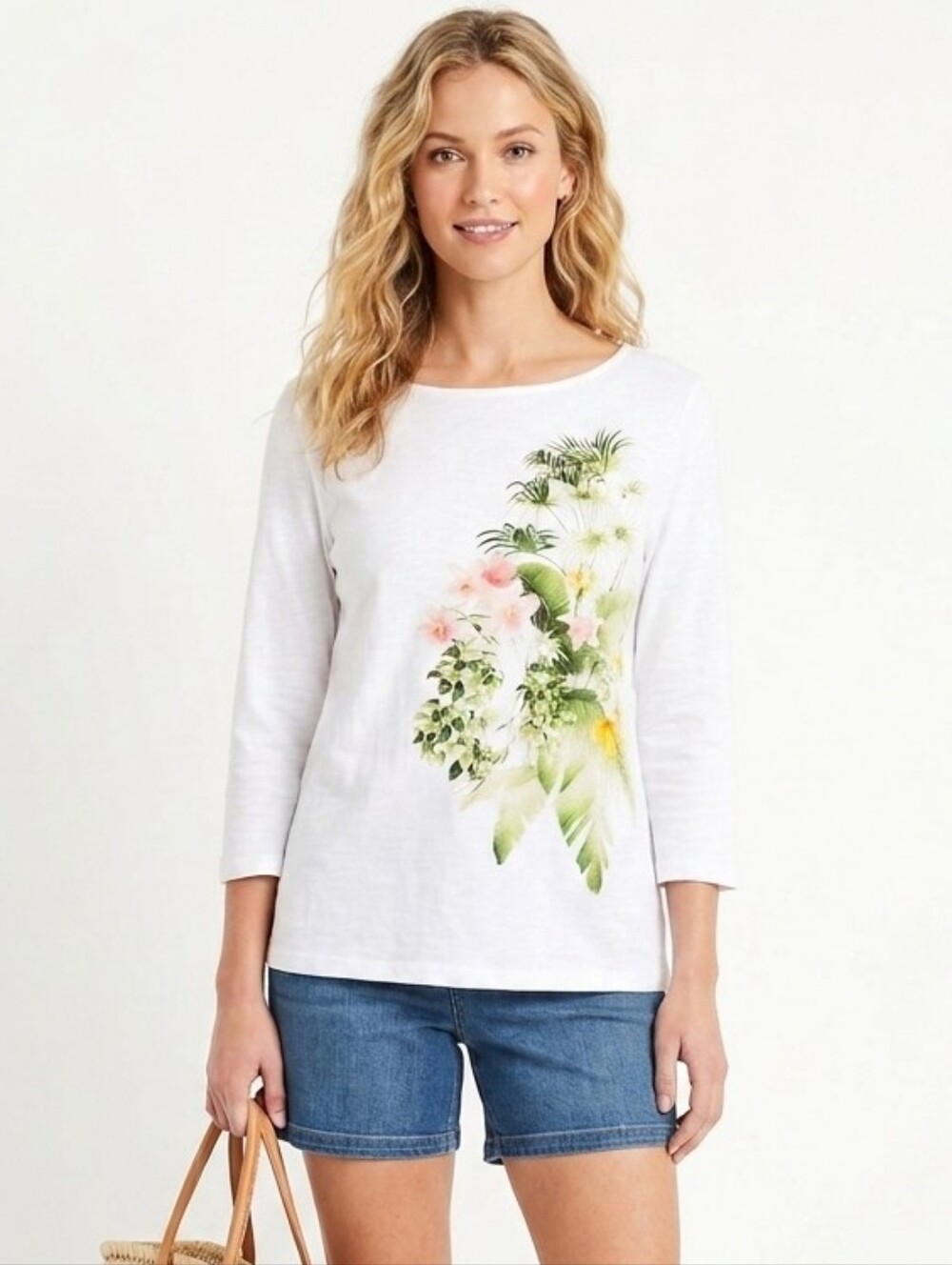 Tommy Bahama White Floral Graphic Tee XL Tropical Island Botanical Print